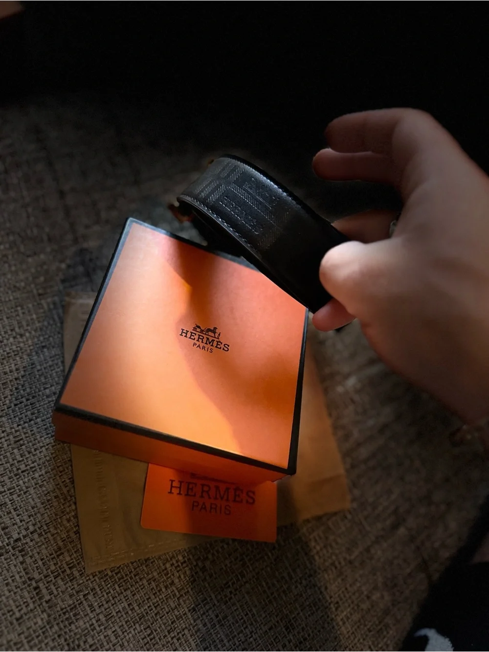 Hermes Black Leather Belt with Gold H Buckle